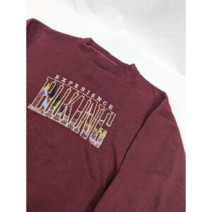 Vtg Midwest Embroidery " Experience Hiking" Spell Out Maroon XL Heavy Sweatshirt